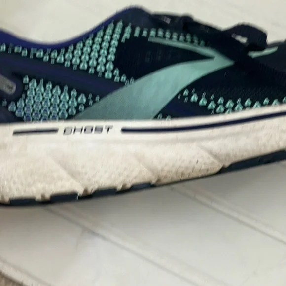 Brooks Ghost 14 Athletic Shoes Navy and Green Mesh Running Footwear - Picture 10 of 11